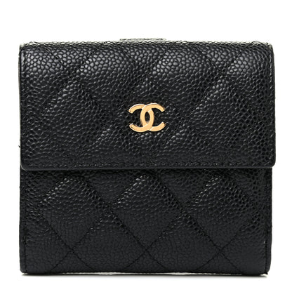 Chanel Caviar Quilted Compact French Flap Wallet Black 1 of 8