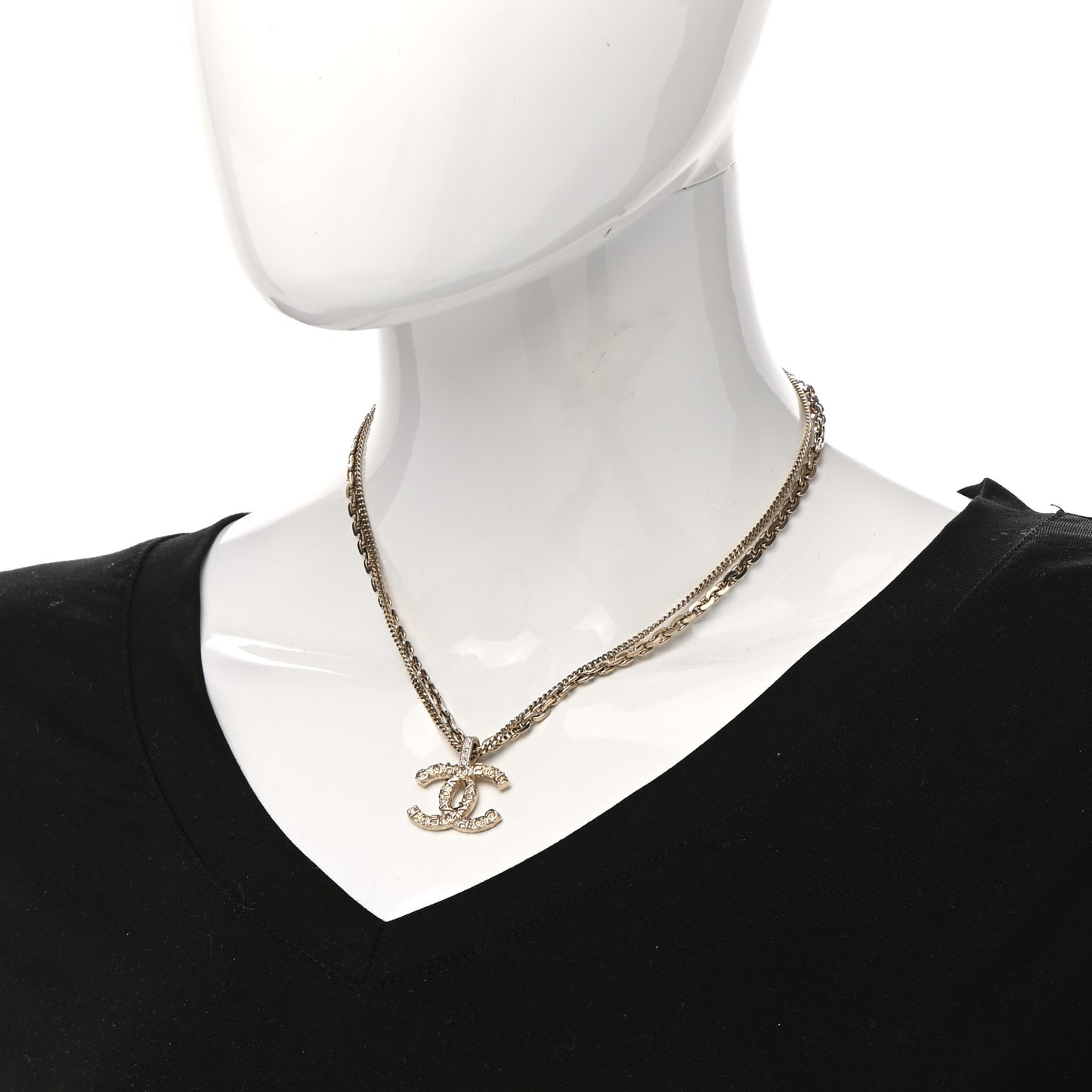 Crystal CC Multi Strand Chain Necklace Gold