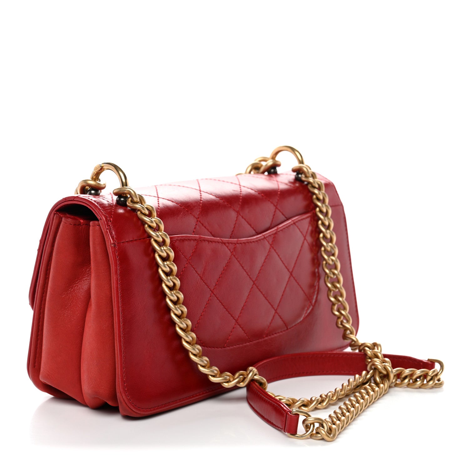 Chanel Iridescent Calfskin Quilted Small Straight Lined Flap Red 3 of 12