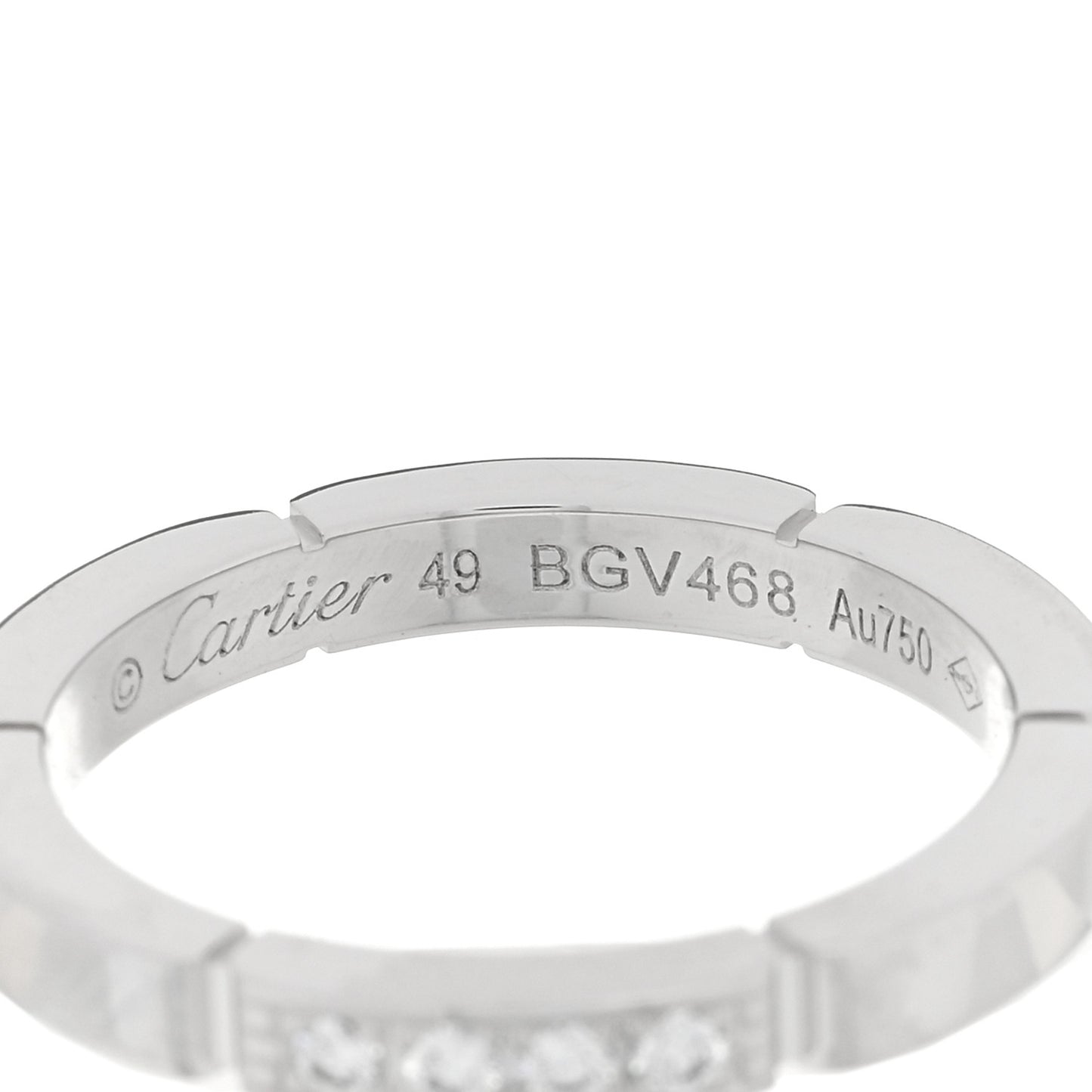 18K White Gold Diamond Maillon Panthere Wedding Band Ring 49 5