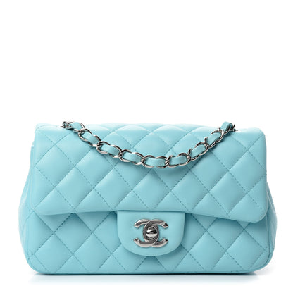 Chanel Lambskin Quilted Mini Rectangular Flap Neon Blue 1 of 11