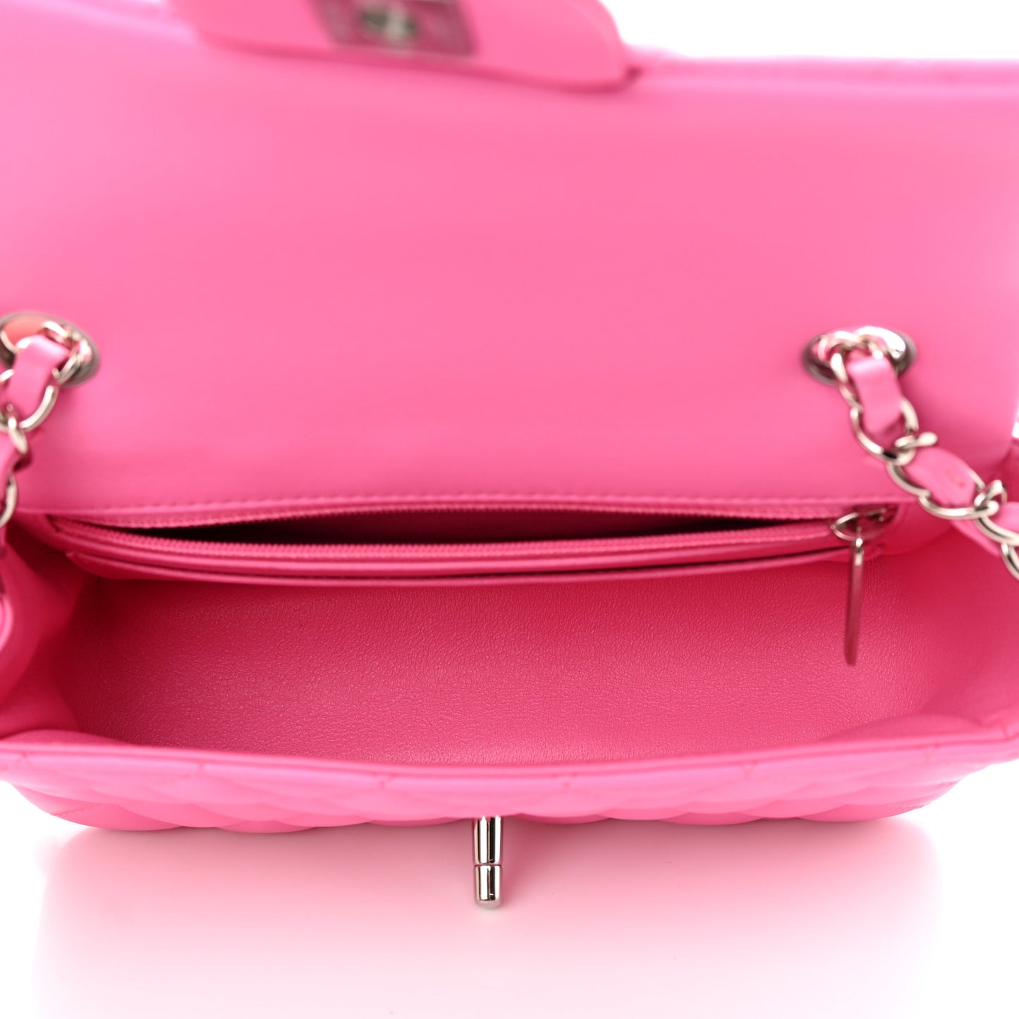 Lambskin Quilted Mini Rectangular Flap Neon Pink