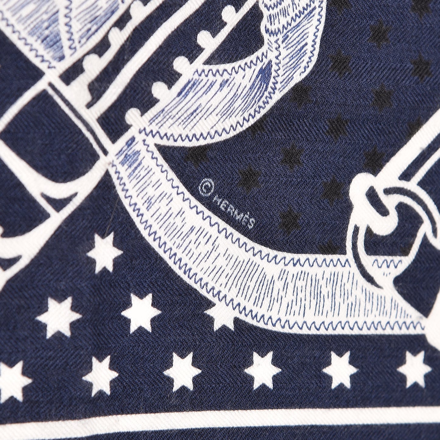 Cashmere Silk Eperon D'Or Shawl 140 Marine Blanc Noir