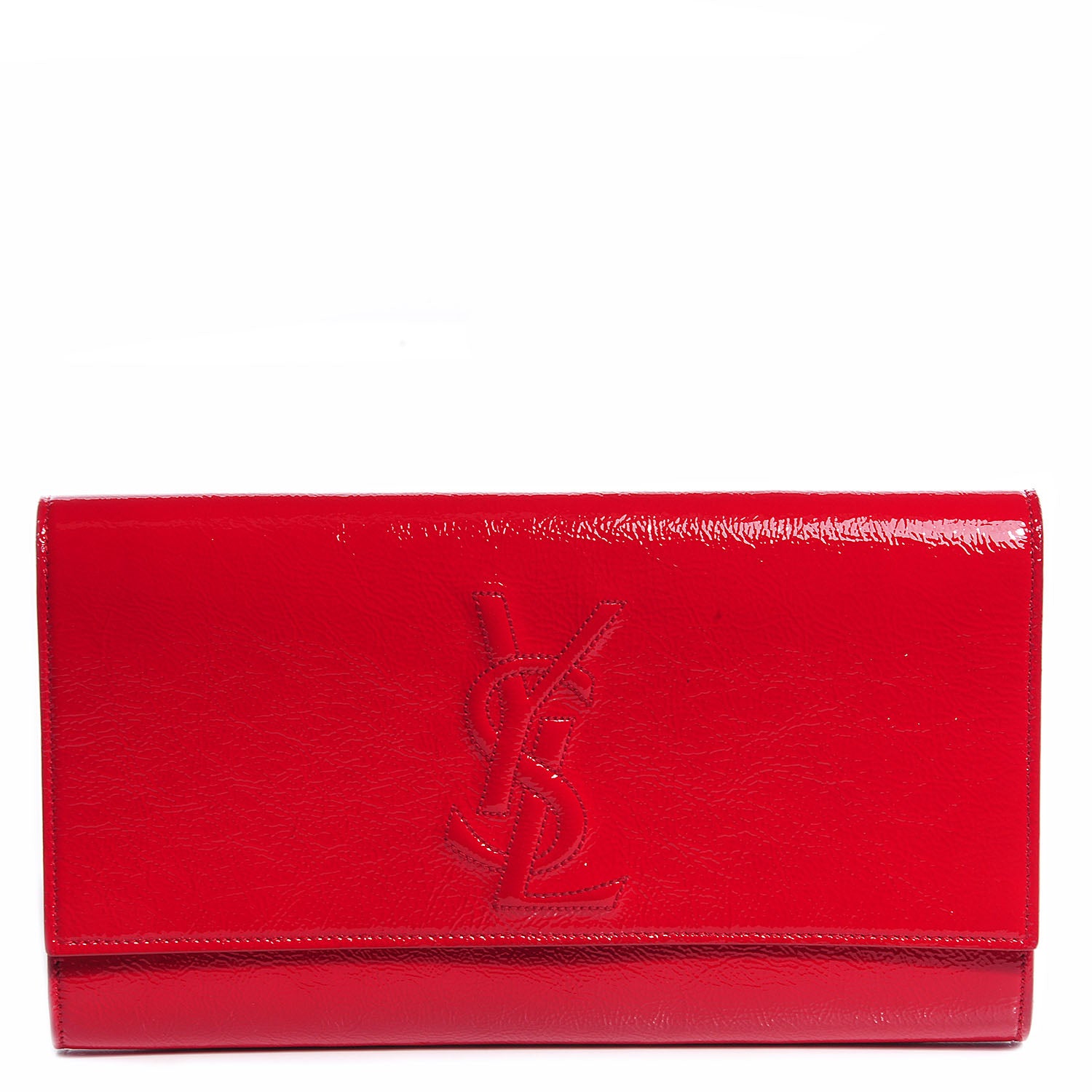 Saint Laurent Textured Patent Large Belle De Jour Clutch Rouge 1 of 7