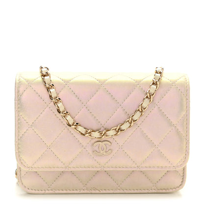 Chanel Iridescent Lambskin Quilted Mini Wallet On Chain WOC Ivory 1 of 11