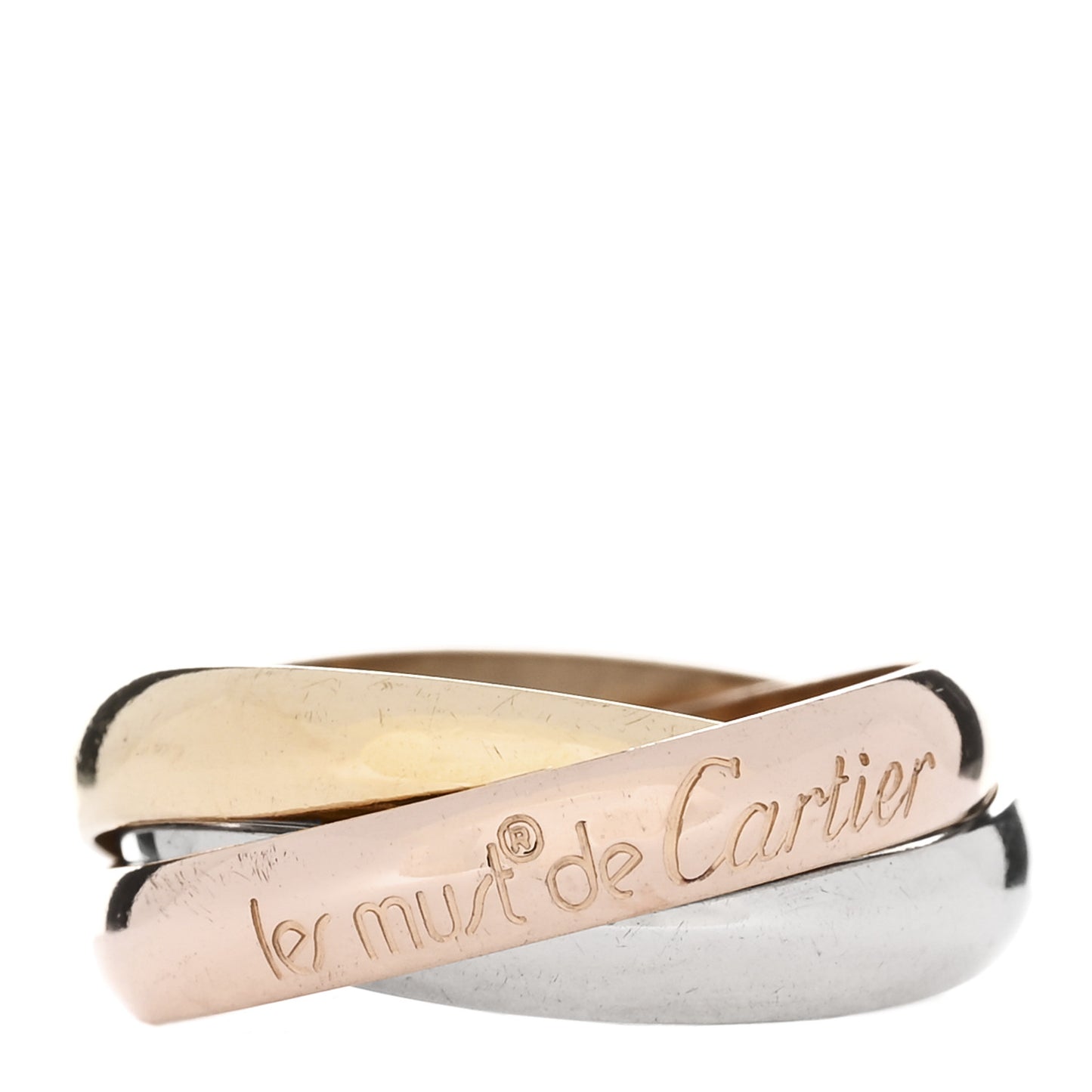 18K Pink Yellow White Gold Classic Les Must De Cartier Trinity Ring 51 5.75