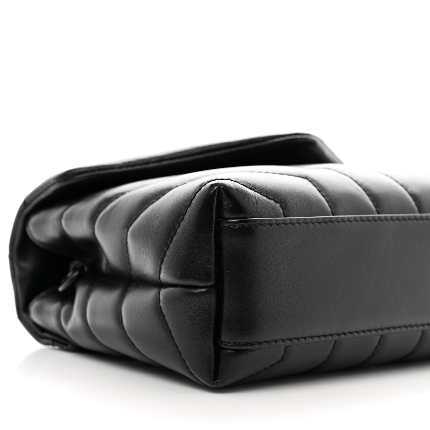 Calfskin Y Quilted Monogram Monochrome Toy Loulou Crossbody Bag Black