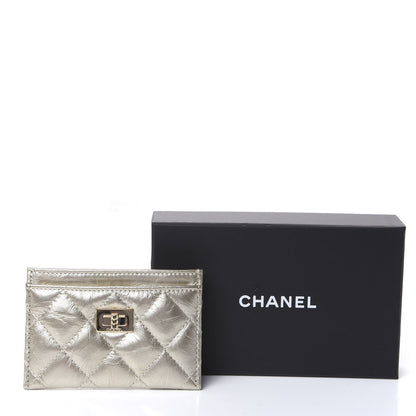Chanel Metallic Aged Calfskin Quilted Reissue Card Holder Gold 8 of 8