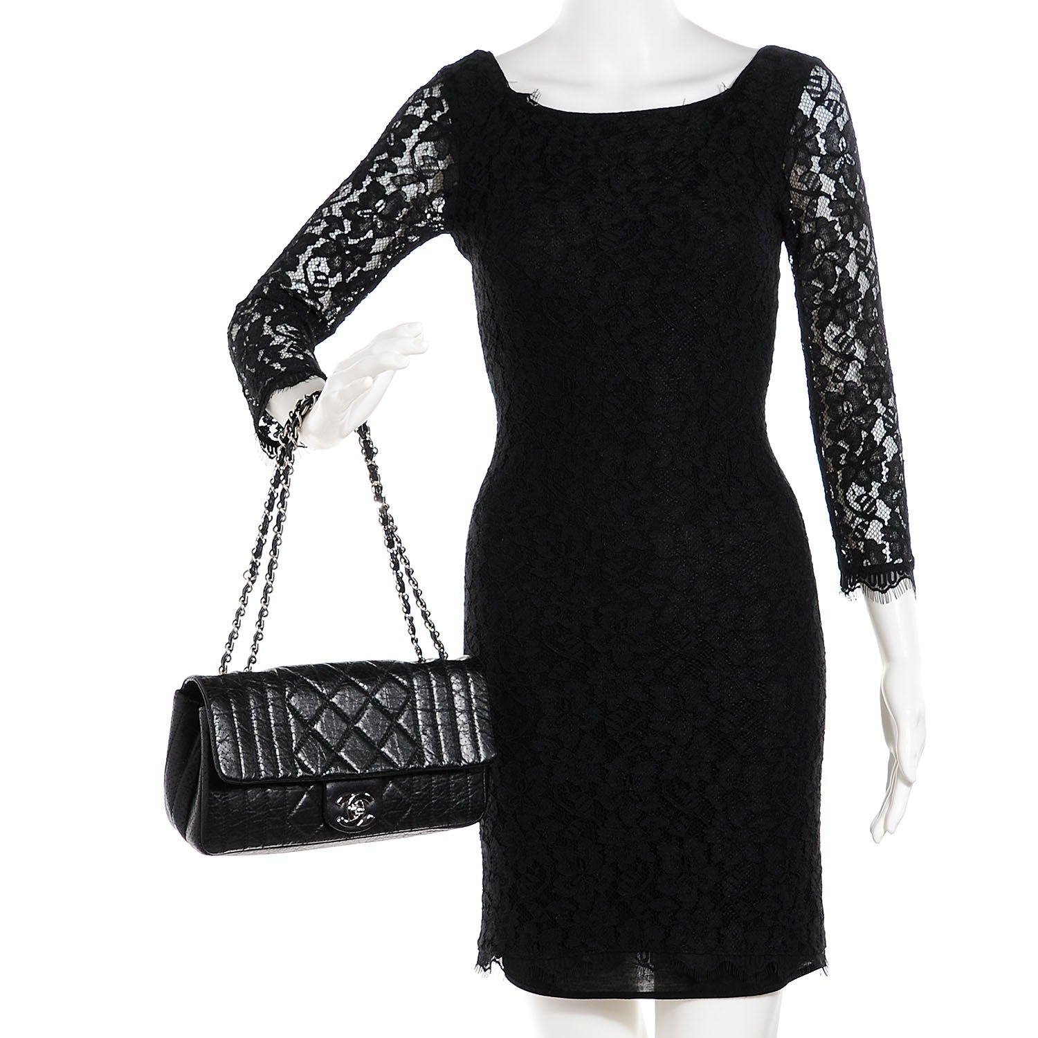 Chanel Aged Calfskin Perforated Flap Black 2 of 8