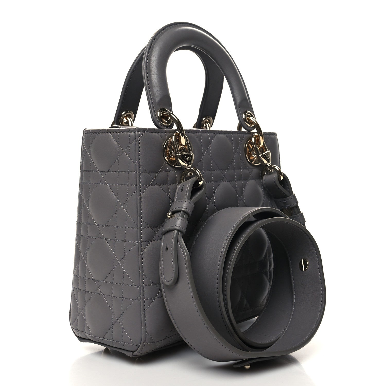 Christian Dior Lambskin Cannage Small My ABCDior Lady Dior Grey 3 of 10