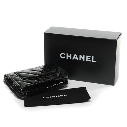 Chanel Patent Quilted Wallet On Chain WOC Black 4 of 8