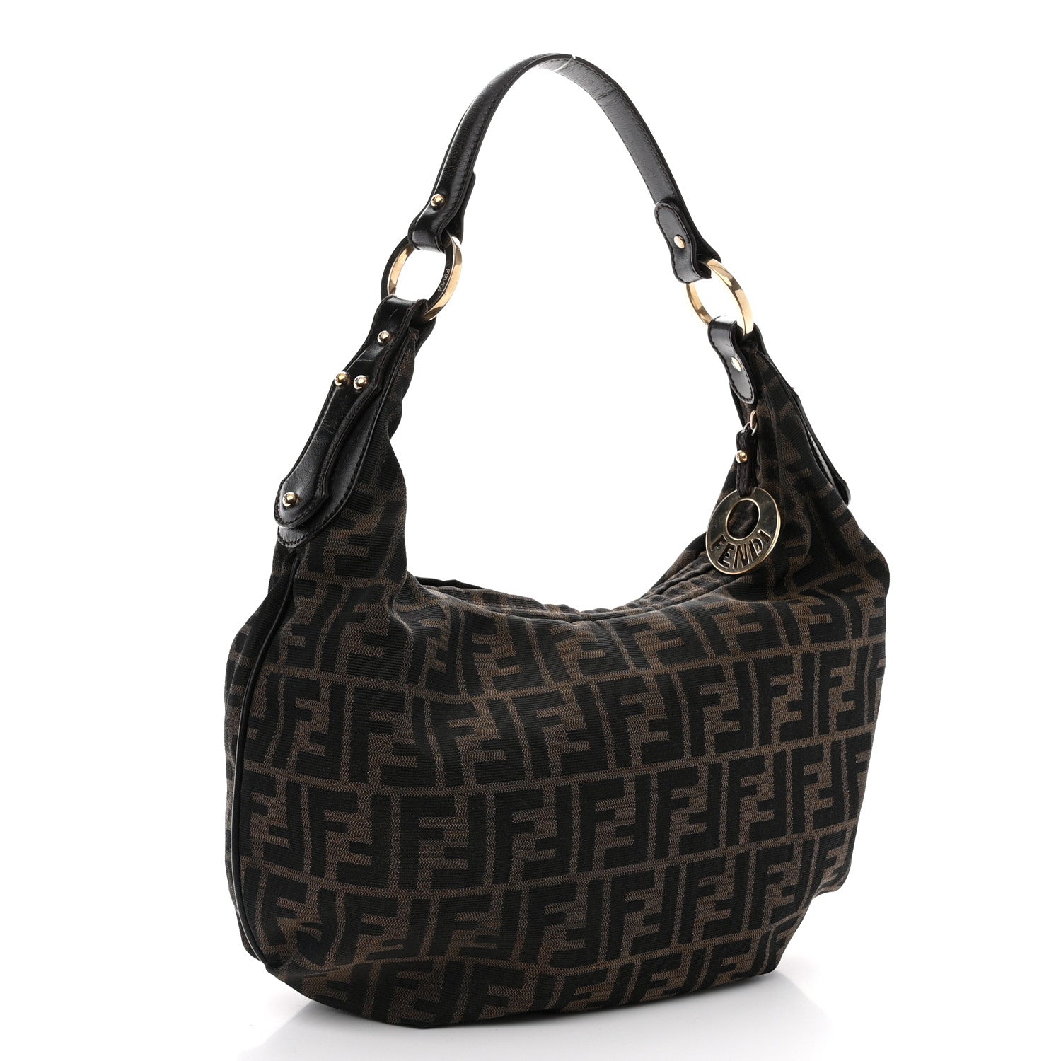 Fendi Zucca Laminated Vachetta Small Chef Hobo Tobacco 3 of 11