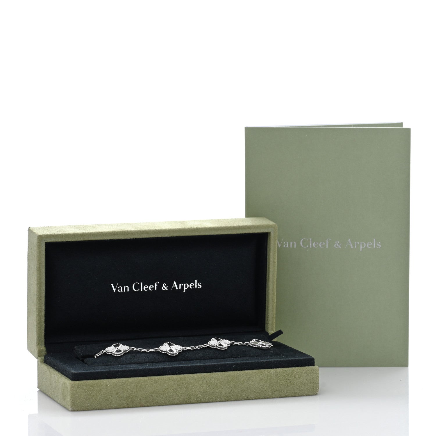 Van Cleef & Arpels 18K White Gold 5 Motifs Guilloche Vintage Alhambra Bracelet 4 of 4