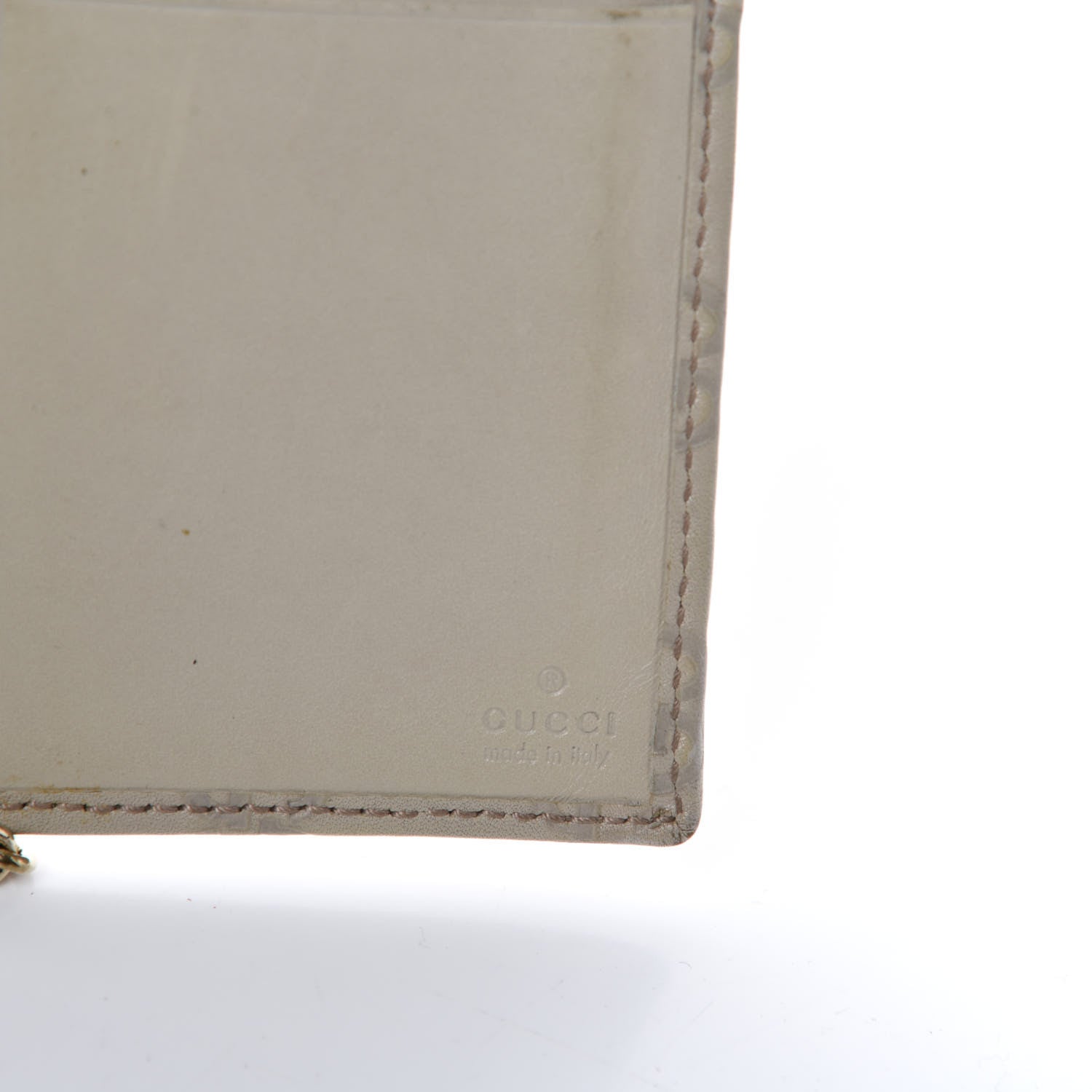 Gucci Guccissima Margaux Calfskin Metal Bar Chain Wallet Off White 13 of 16