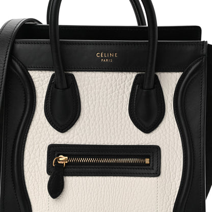 Celine Bullhide Calfskin Nubuck Bi-Color Nano Luggage Black White 8 of 13