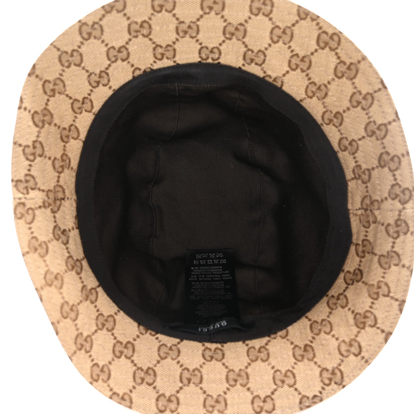 GG Monogram Web Bucket Hat XL Brown