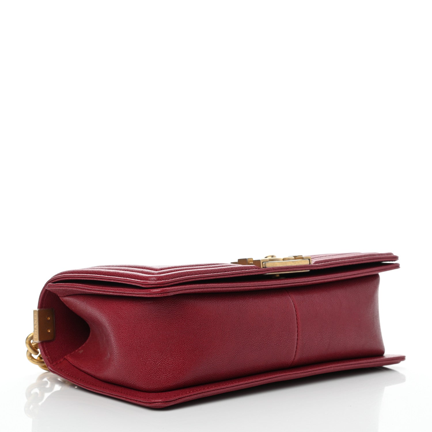 Chanel Caviar Chevron Quilted Medium Boy Flap Red 4 of 11