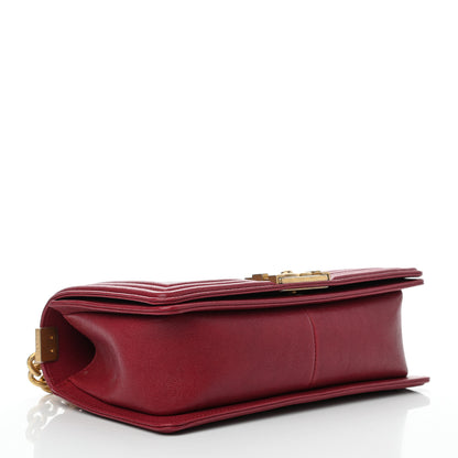 Chanel Caviar Chevron Quilted Medium Boy Flap Red 4 of 11