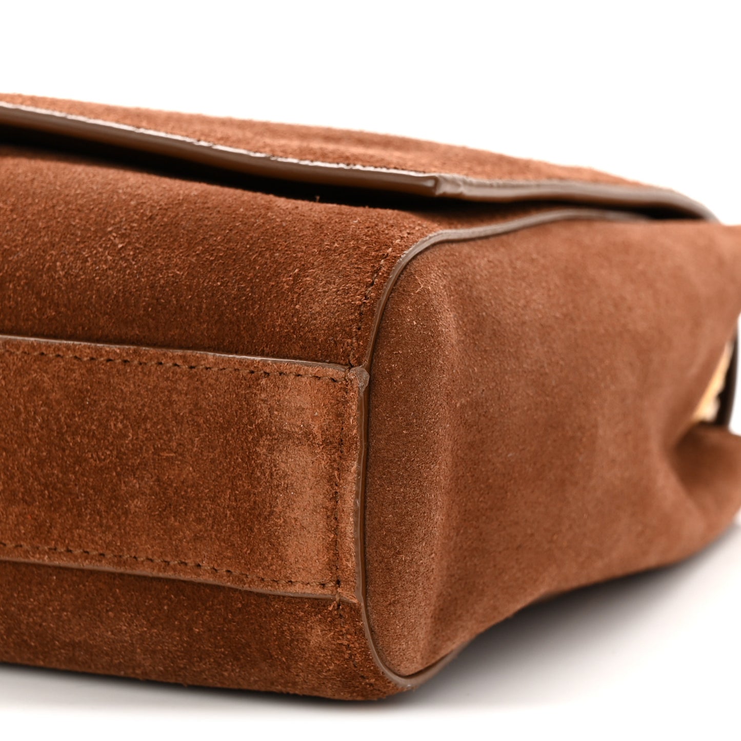 Suede Braided Monogram Large Kate Satchel Brown