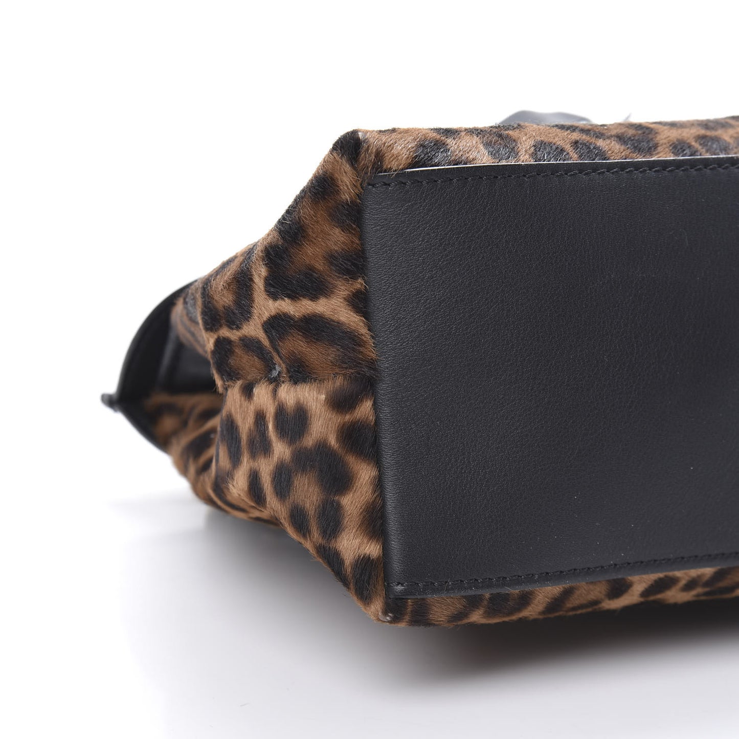 Calf Hair Calfskin Leopard Print Clutch Black