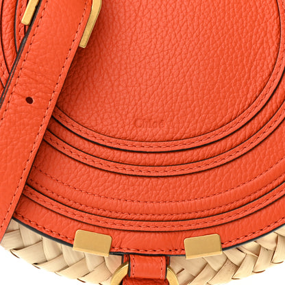 Chloe Grained Calfskin Palm Woven Small Marcie Basket Saddle Rusted Orange 7 of 9