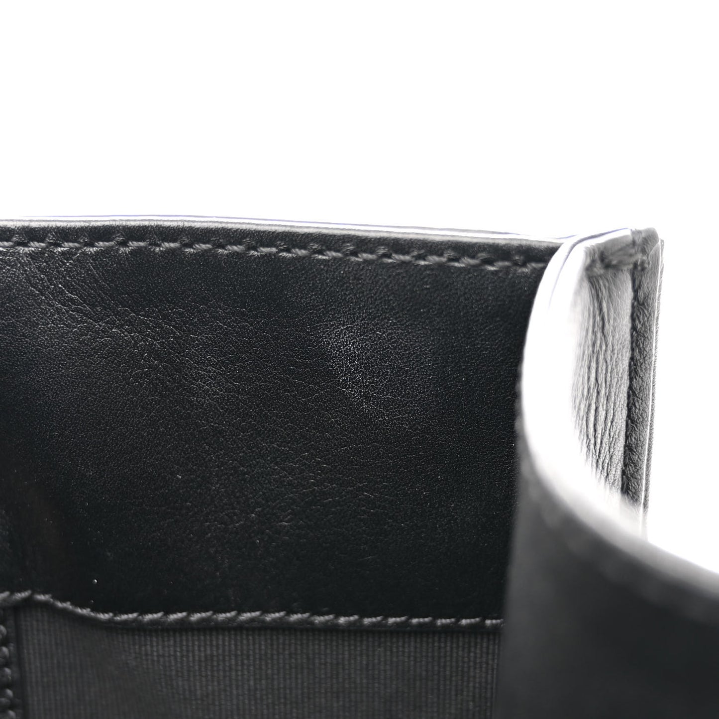 Calfskin Stitched Large Shopping Tote Black