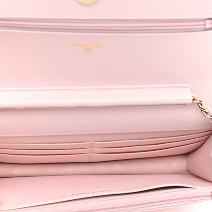 Chanel Caviar Quilted Wallet on Chain WOC Light Pink 5 of 12