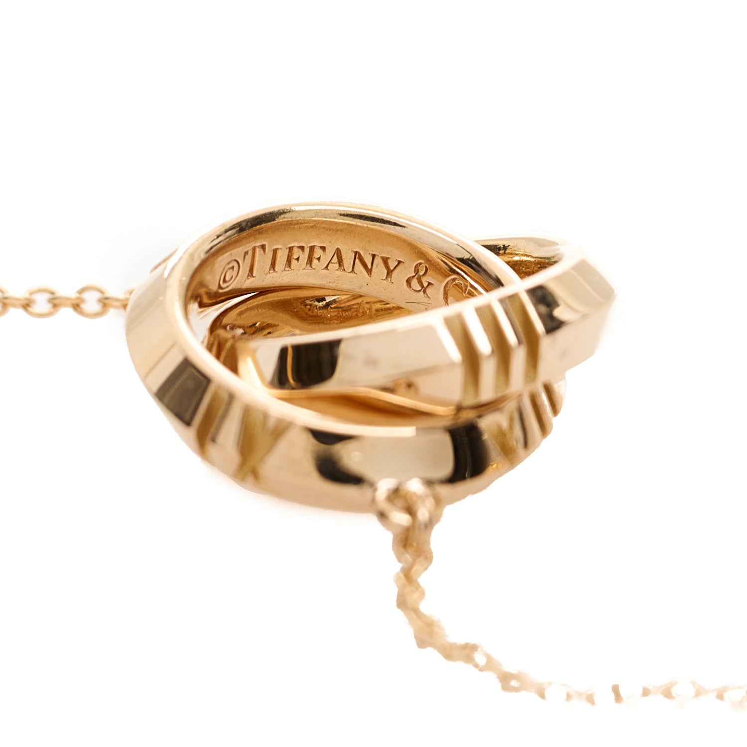 Tiffany 18K Yellow Gold Interlocking Atlas Open Pendant Necklace 6 of 7