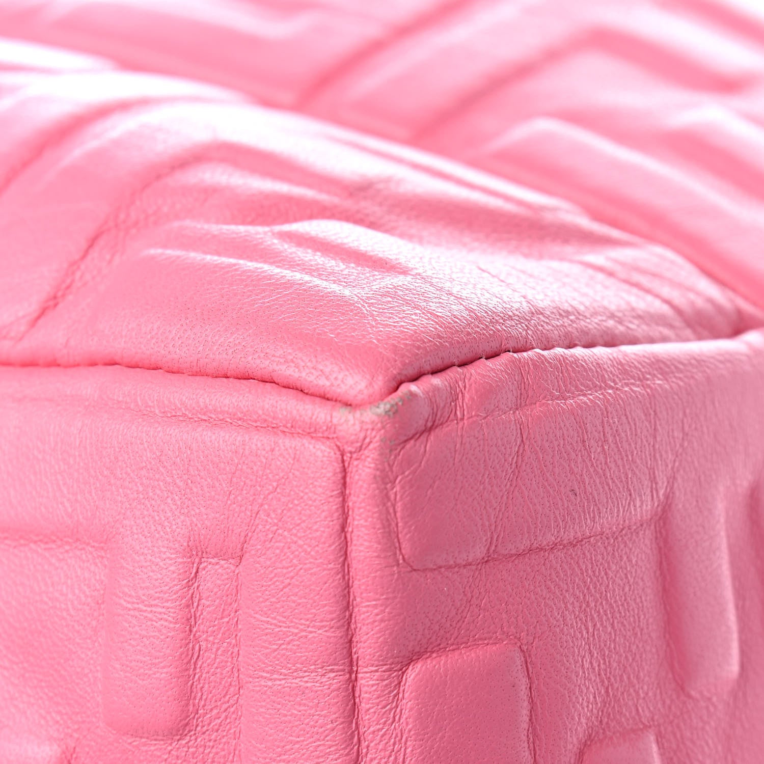 Fendi Nappa FF 1974 Embossed Small Boston Rosa Fluo 6 of 7