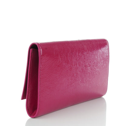 Saint Laurent Textured Patent Monogram Large Belle De Jour Clutch Fuchsia 3 of 7