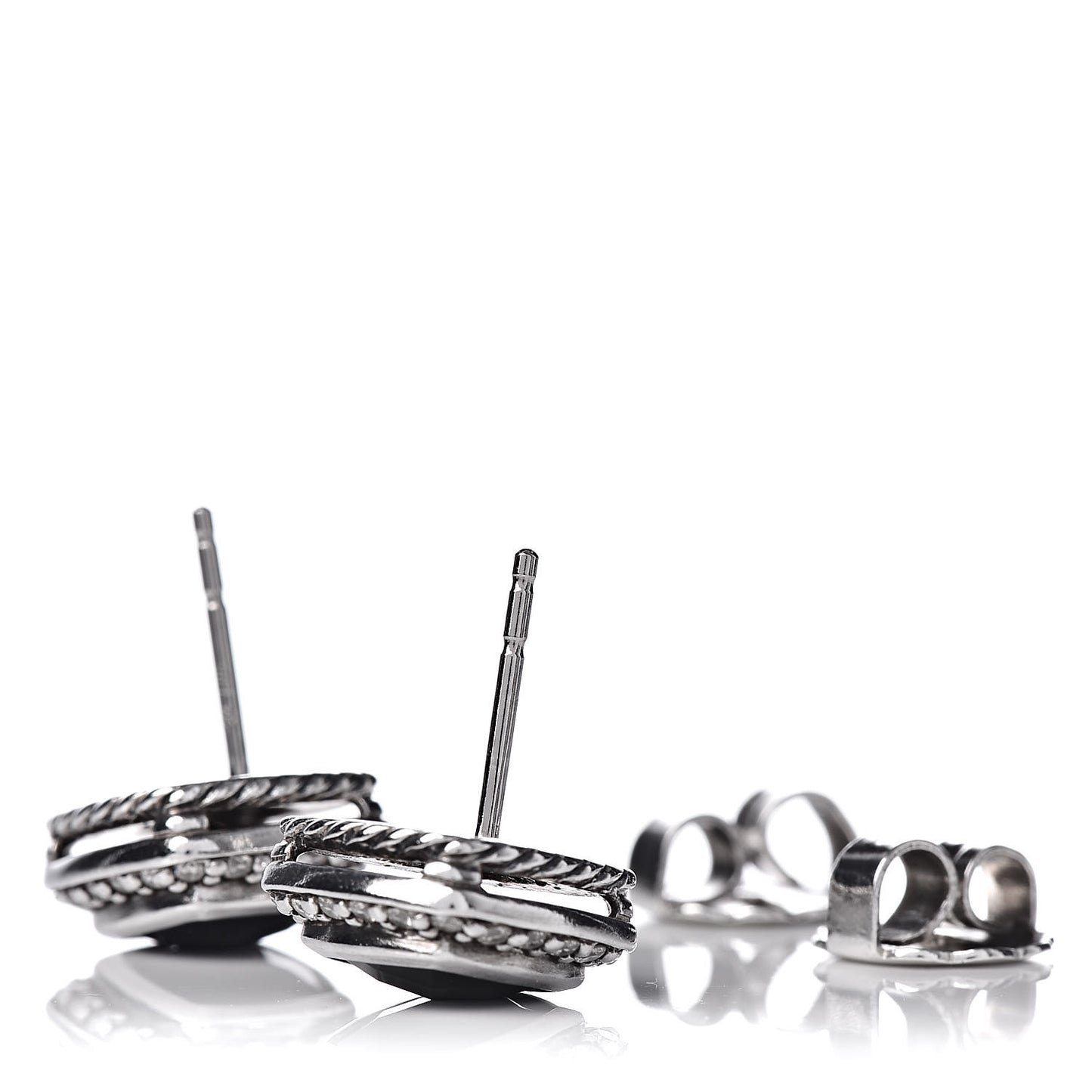 Sterling Silver Diamond Black Onyx 7mm Petite Albion Earrings