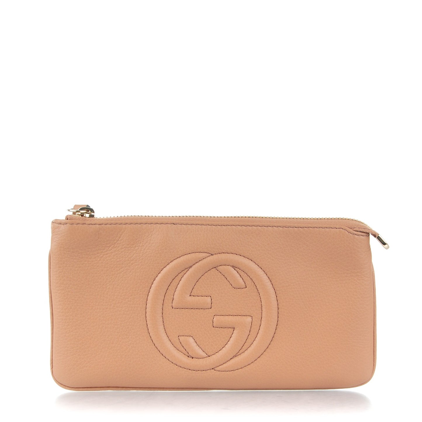 Pebbled Calfskin Soho Wristlet Camelia