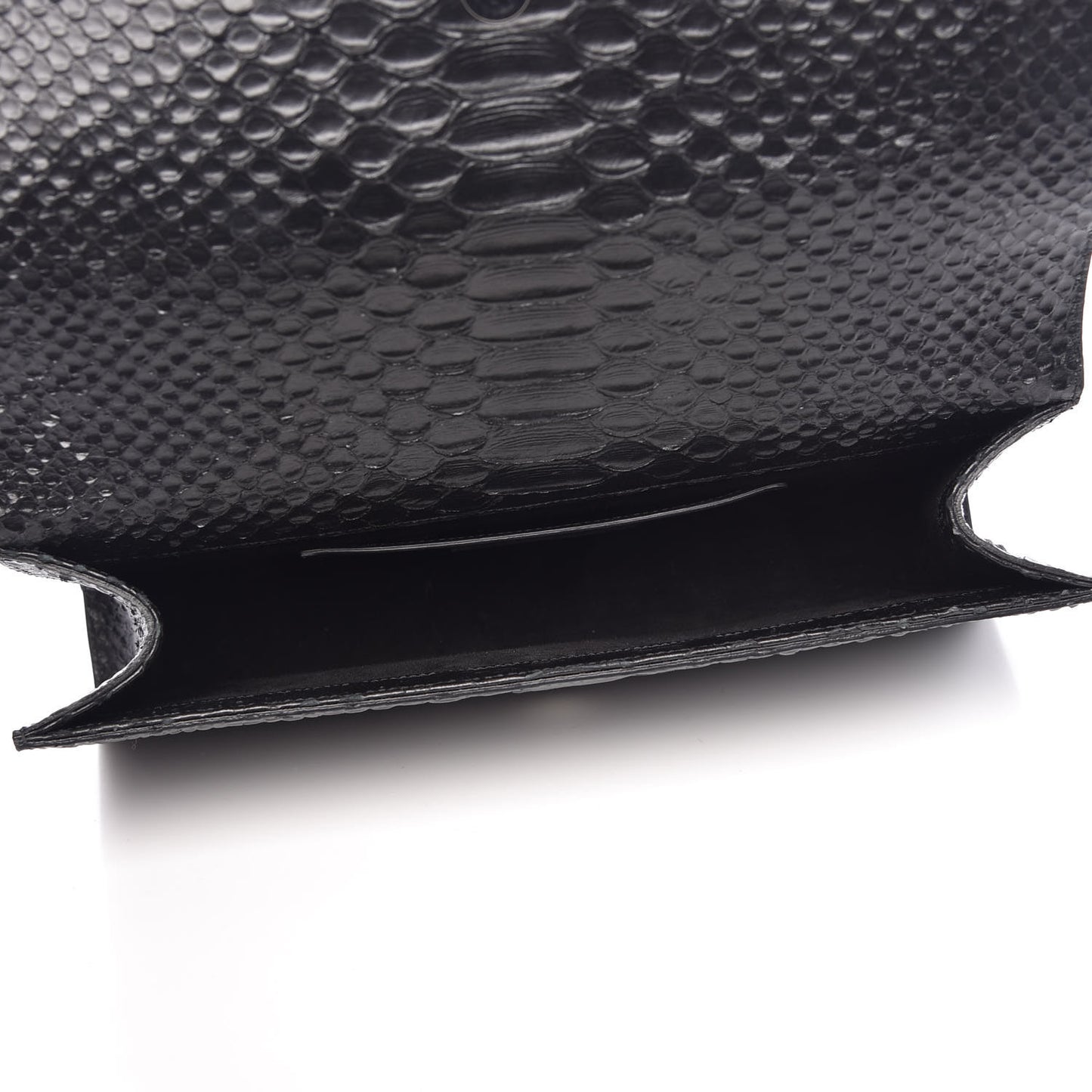 Python Calfskin Embossed Classic Monogram Tassel Clutch Black