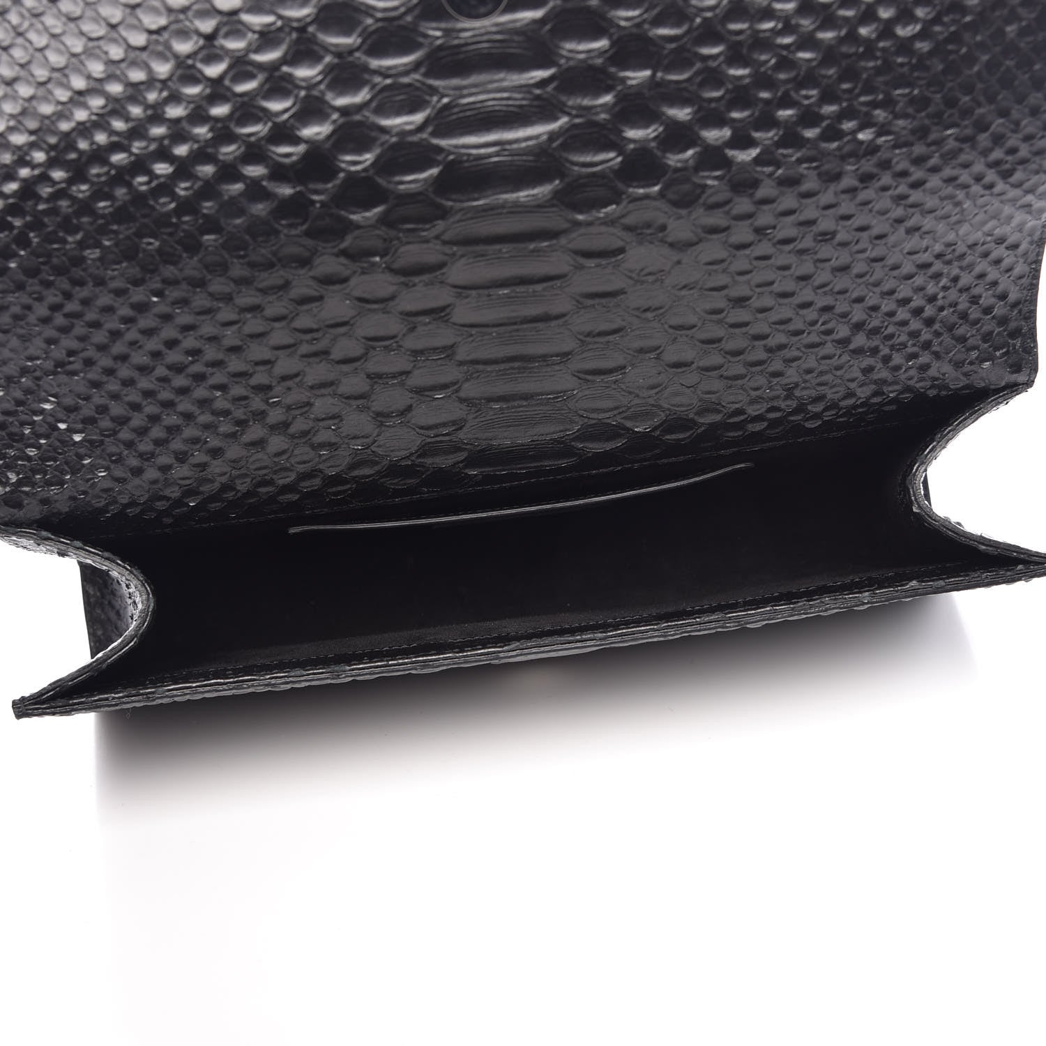 Saint Laurent Python Calfskin Embossed Classic Monogram Tassel Clutch Black 5 of 10
