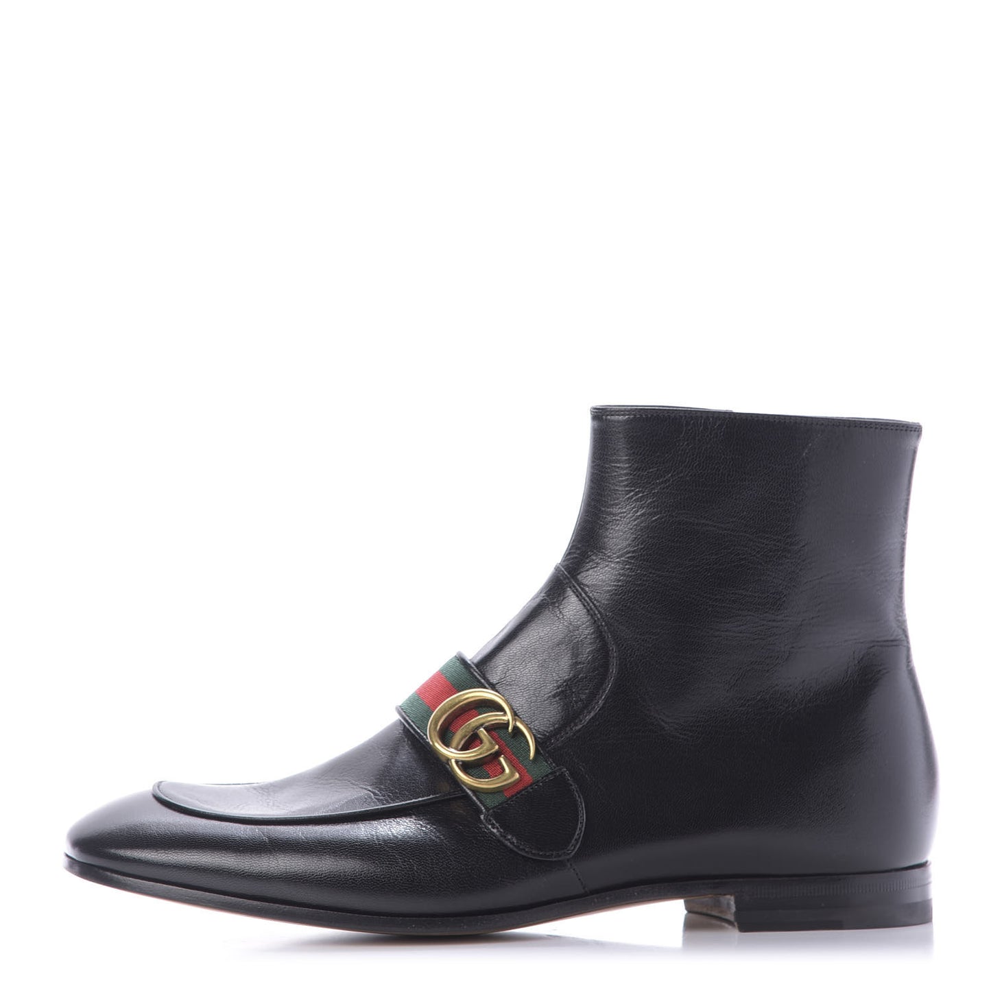 Goatskin Web Mens GG Ankle Boots 9.5 Black