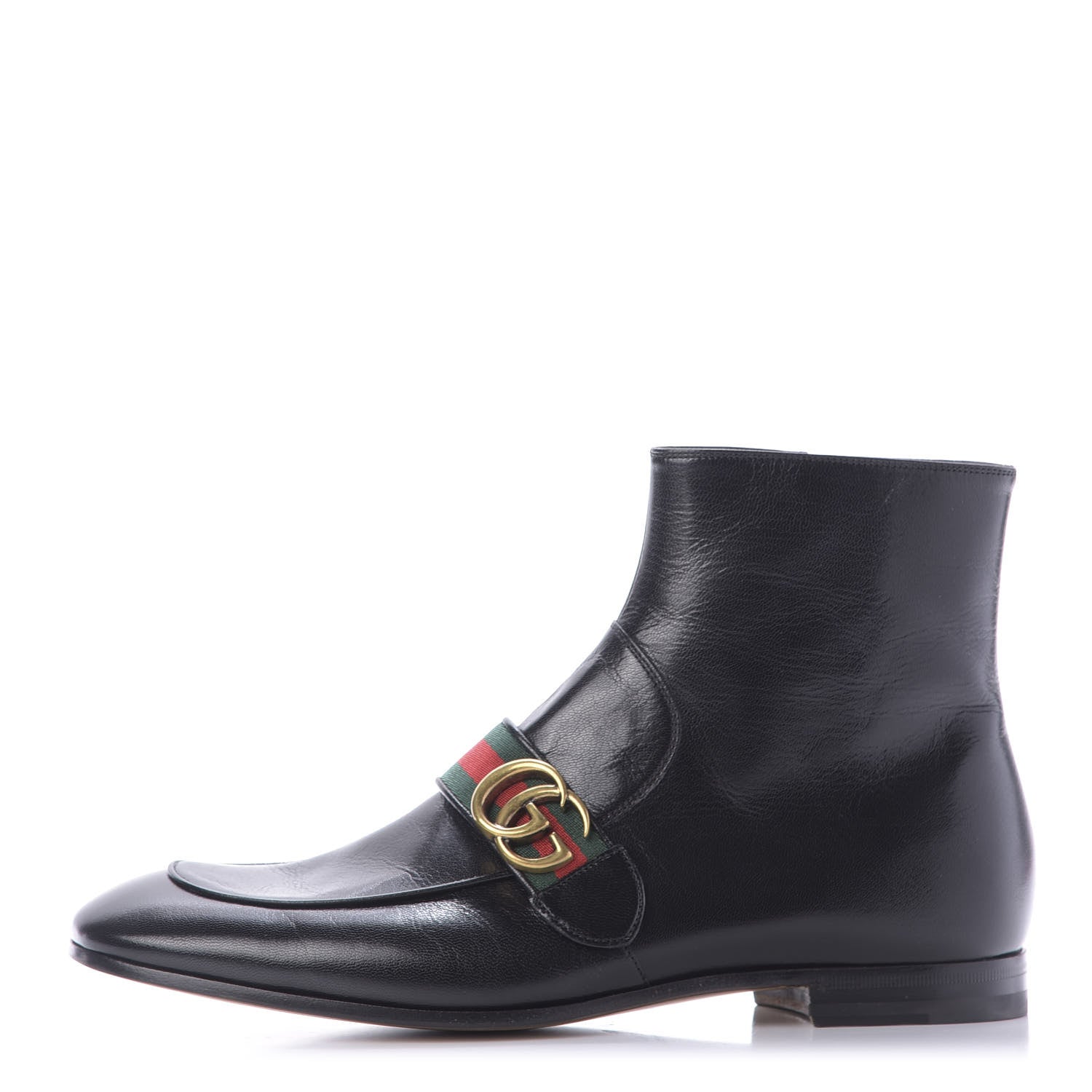 Gucci Goatskin Web Mens GG Ankle Boots 9.5 Black 1 of 12