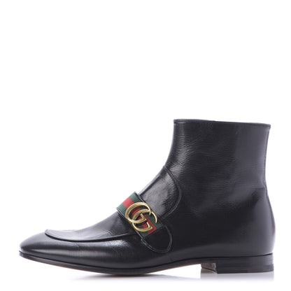 Gucci Goatskin Web Mens GG Ankle Boots 9.5 Black 1 of 12