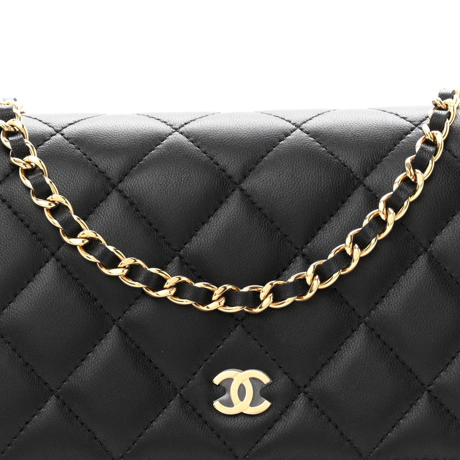 Chanel Lambskin Quilted Wallet On Chain WOC Black 9 of 12