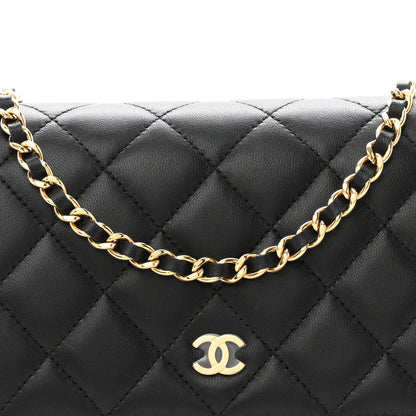 Chanel Lambskin Quilted Wallet On Chain WOC Black 9 of 12