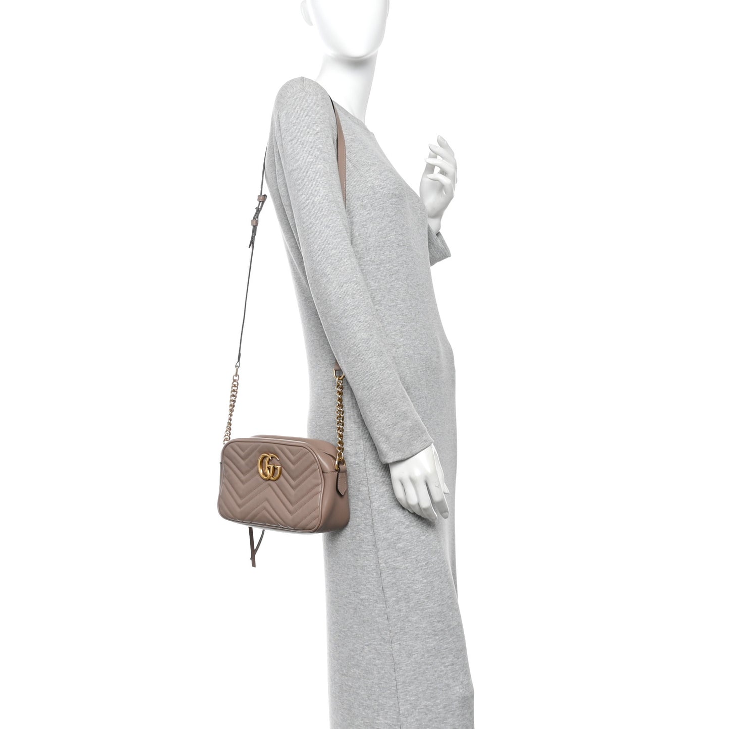 Calfskin Matelasse Small GG Marmont Chain Shoulder Bag  Porcelain Rose