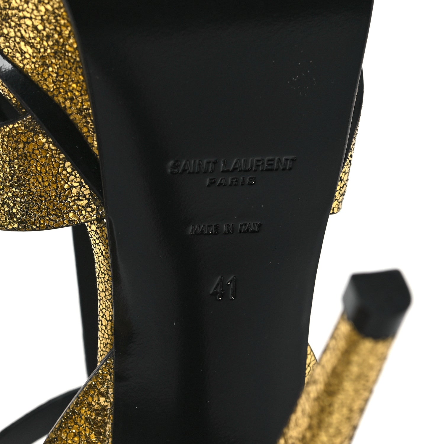 Saint Laurent Metallic Crackled Calfskin Tribute 105 Platform Sandals 41 Gold 6 of 9