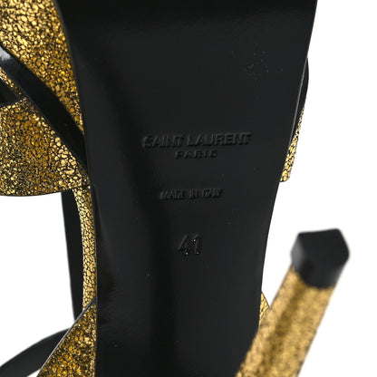 Saint Laurent Metallic Crackled Calfskin Tribute 105 Platform Sandals 41 Gold 6 of 9