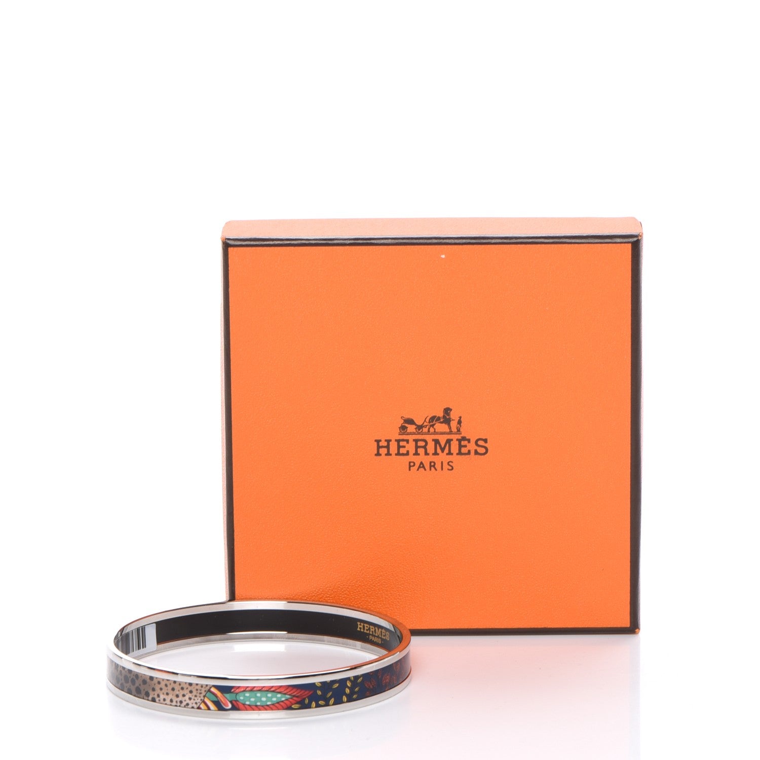 Hermes Enamel Printed Narrow La Marche de Savana Bracelet 85 Exotique 6 of 6