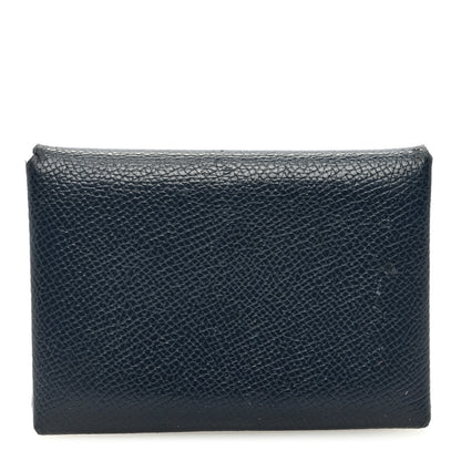 Hermes Epsom Duo Calvi Card Case Bleu Indigo 1 of 9