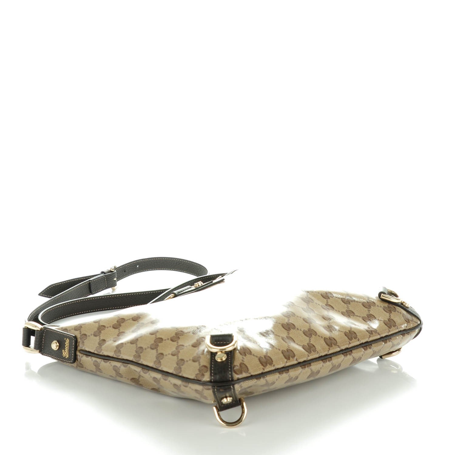 Gucci Crystal Monogram Abbey Messenger Bag Beige Dark Brown 4 of 7