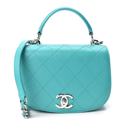 Chanel Calfskin Stitched Small Ring My Bag Flap Crossbody Turquoise 1 of 10