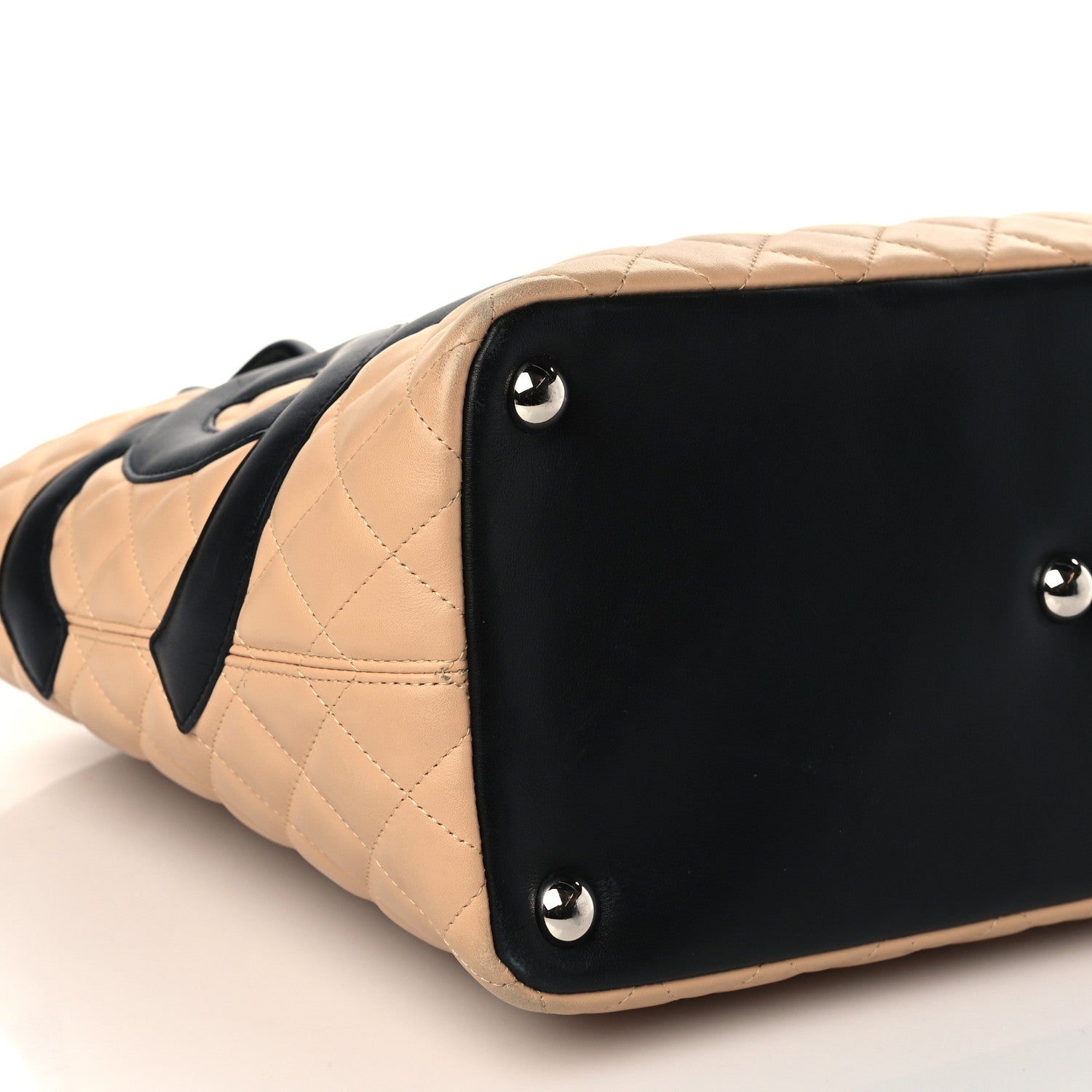 Chanel Calfskin Quilted Large Cambon Tote Beige Black 8 of 11
