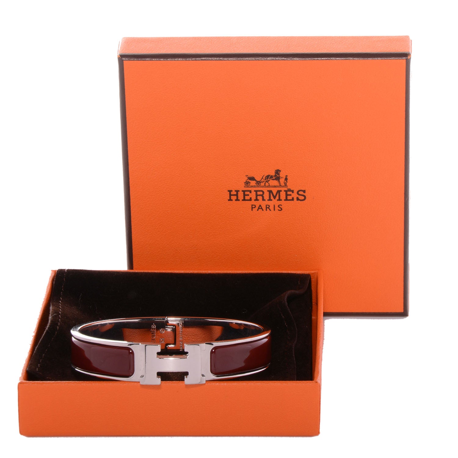 Hermes Narrow Enamel Clic Clac H Bracelet PM Burgundy 6 of 6