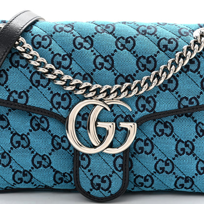 Gucci Monogram Multicolor Matelasse Diagonal Small GG Marmont Shoulder Bag Light Blue 8 of 10