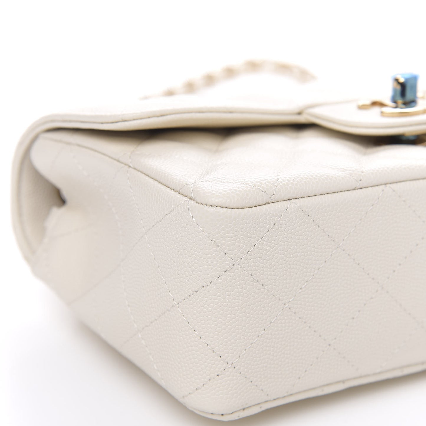 Caviar Quilted Mini Rectangular Flap Ivory